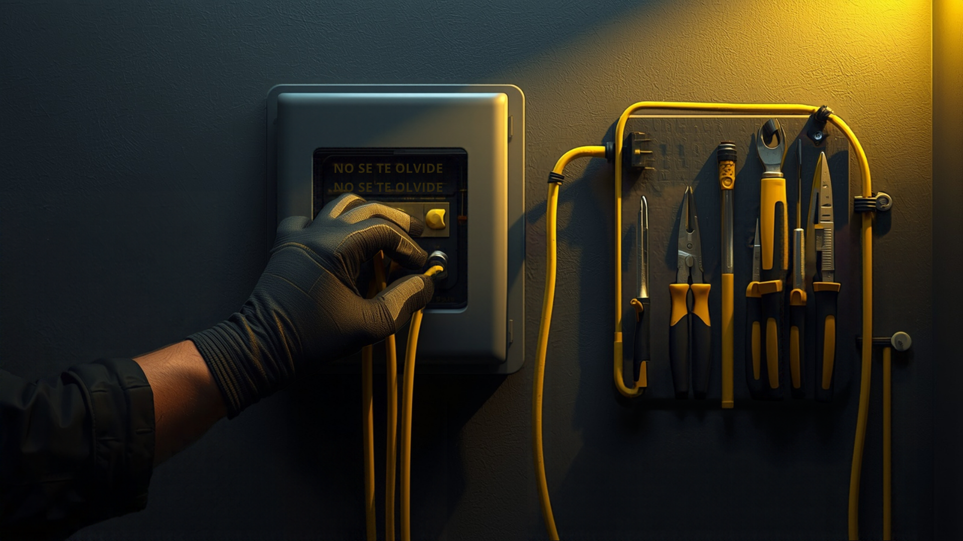 Electrician working on a consumer unit and wiring